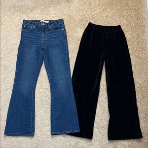 Zara Black Velvet Wide Leg Pants & Levi’s 726 Flare Jeans Girl’s 9/10 and 12